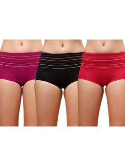 BRACHY - Women Stripes High Waist Full Coverage Hipster Panties (Pack of 3)