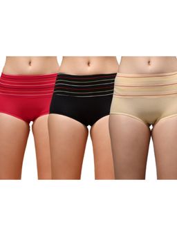 BRACHY - Women Stripes High Waist Full Coverage Hipster Panties (Pack of 3)