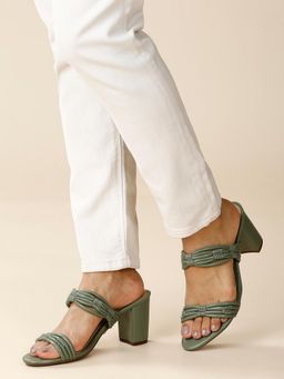 Inc.5 - Womens Green Casual Round Toe Block Sandal Heels