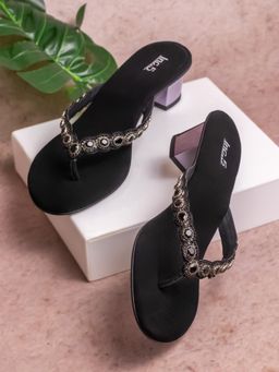 Inc.5 - Womens Black Ethnic Round Toe Block Heel Sandals