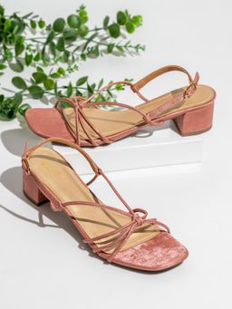 Inc.5 - Womens Peach Casual Strappy Square Toe Block Sandal Heels
