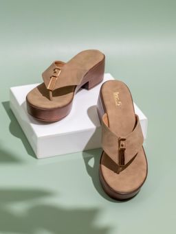 Inc.5 - Womens Beige Casual Block Heel Sandals