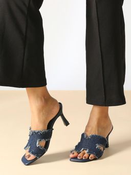 Inc.5 - Womens Navy Blue Casual Square Toe Stiletto Sandal Heels