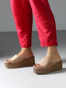 Inc.5 - Womens Beige Casual Round Toe Wedges Sandals