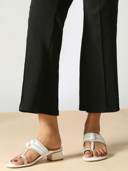 Inc.5 - Womens White Ethnic Block Sandal Heels