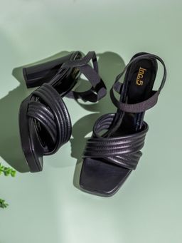 Inc.5 - Womens Black Party Wear Round Toe Block Sandal Heels