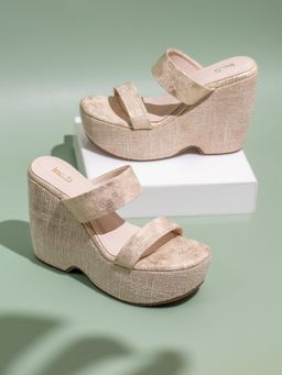 Inc.5 - Womens Off White Party Wear Round Toe Platform Heel Sandals