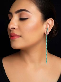 AG'S - Green American Diamond Long Danglers