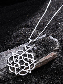 VIRAASI - Men Silver-Toned Bohemian Pendant with Chain