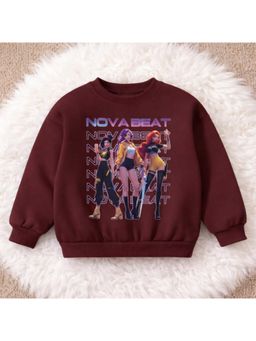 Googo Gaaga - Girls Maroon Cotton Full Sleeves Sweatshirt