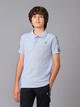 Technosport - Boys Printed Blue Polo T-Shirt