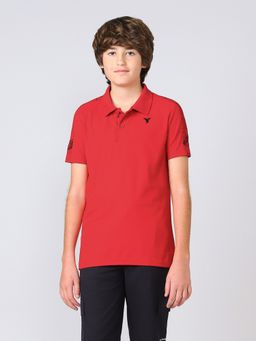 Technosport - Boys Printed Red Polo T-Shirt