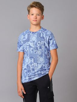 Technosport - Boys Round Neck Slim Fit Sports Blue T-Shirt