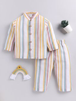 Clt.s - Multi Striped Cotton Full Sleeves Shirt with Pyjama