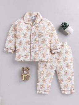 Clt.s - Cream Floral Cotton Full Sleeves Shirt with Pyjama