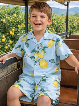Clt.s - Blue Tropical Cotton Shirt with Shorts