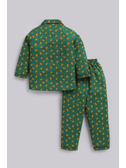 Clt.s - Green Graphic Cotton Full Sleeves Full Shirt with Pyjama