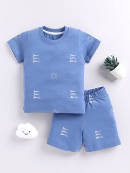 Clt.s - Blue Cotton Short Sleeves T-Shirt with Shorts
