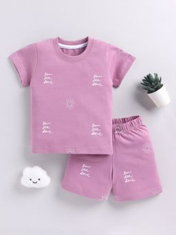 Clt.s - Purple Cotton Short Sleeves T-Shirt with Shorts
