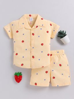 Clt.s - Yellow Graphic Cotton Short Sleeves Shirt with Shorts