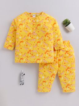 Clt.s - Yellow Floral Cotton Full Sleeves Kurta with Pyjama