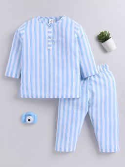 Clt.s - Blue Striped Cotton Full Sleeves Kurta with Pyjama