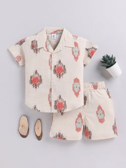 Clt.s - Cream Graphic Cotton Shirt with Shorts