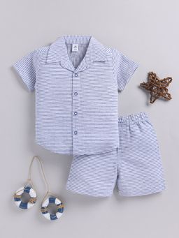 Clt.s - Blue Striped Cotton Shirt with Shorts