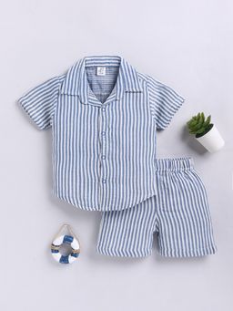 Clt.s - Blue Striped Cotton Shirt with Shorts
