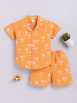 Clt.s - Orange Tropical Cotton Shirt with Shorts