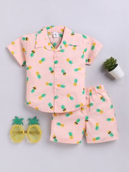 Clt.s - Peach Tropical Cotton Shirt with Shorts