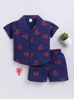 Clt.s - Navy Blue Cotton Shirt with Shorts