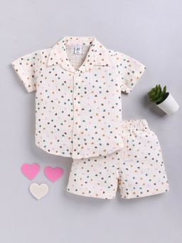 Clt.s - Cream Printed Cotton Shirt with Shorts