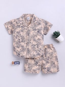 Clt.s - Beige Floral Cotton Shirt with Shorts