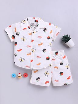 Clt.s - Off White Graphic Cotton Shirt with Shorts