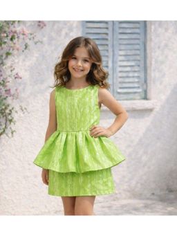 Foreverkidz - Lime-Hue Peplum Knee Length Dress