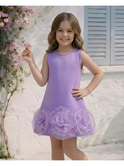 Foreverkidz - The Lavender Rosette Knee Length Dress