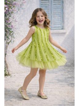Foreverkidz - Pistachio Gleam Story Ruffle Knee Length Dress