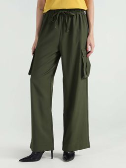 ELLE - Olive Cotton Solid Pants