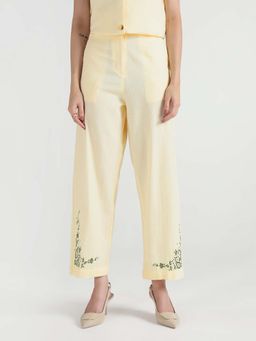 ELLE - Cream Cotton Textured Pants