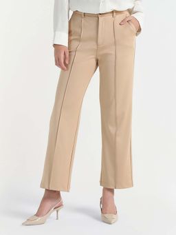 ELLE - Cream Cotton Solid Pants