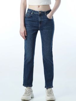 ONLY - Blue Cotton Blend Solid Jeans