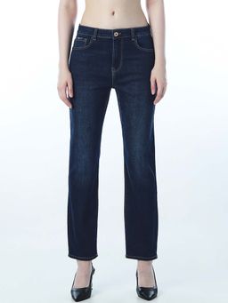 ONLY - Blue Cotton Blend Solid Jeans