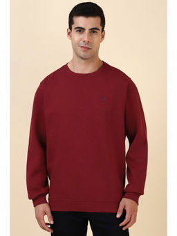 Allen Solly - Maroon Solid Regular Fit Sweatshirt