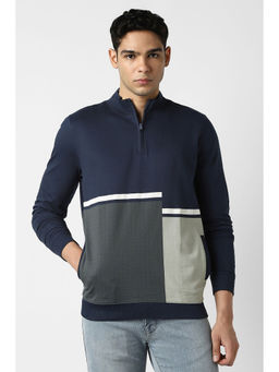 Van Heusen - Navy Blue Colorblock Slim Fit Sweatshirt