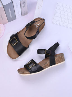 Jove - Women Black Solid Sandals