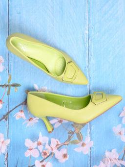 Jove - Women Neon Green Animal Print Pumps