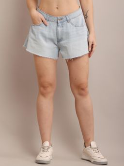 NOBARR - Women's Cotton Light-Wash Distressed Denim Shorts