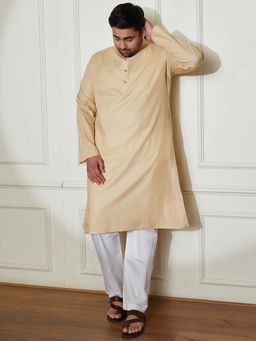 Vastramay - Men's Cotton Blend Solid Regular Kurta with Pant (Set of 2)