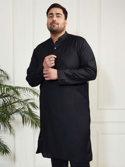 Vastramay - Men's Black Viscose Solid Regular Kurta